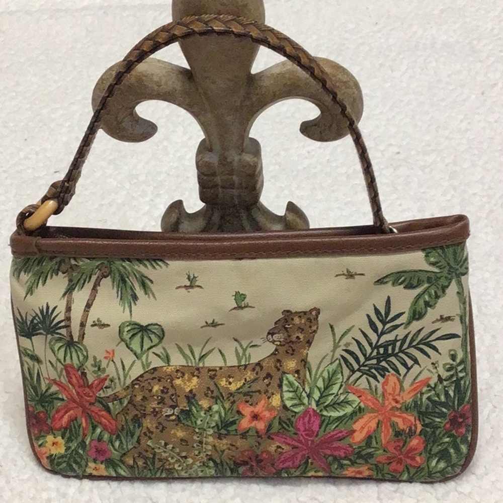 Wild Tiger Cat Wristlet Purse Floral Design